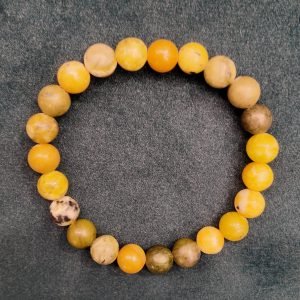 Natural Yellow Jasper Round Beaded Bracelet – 8mm