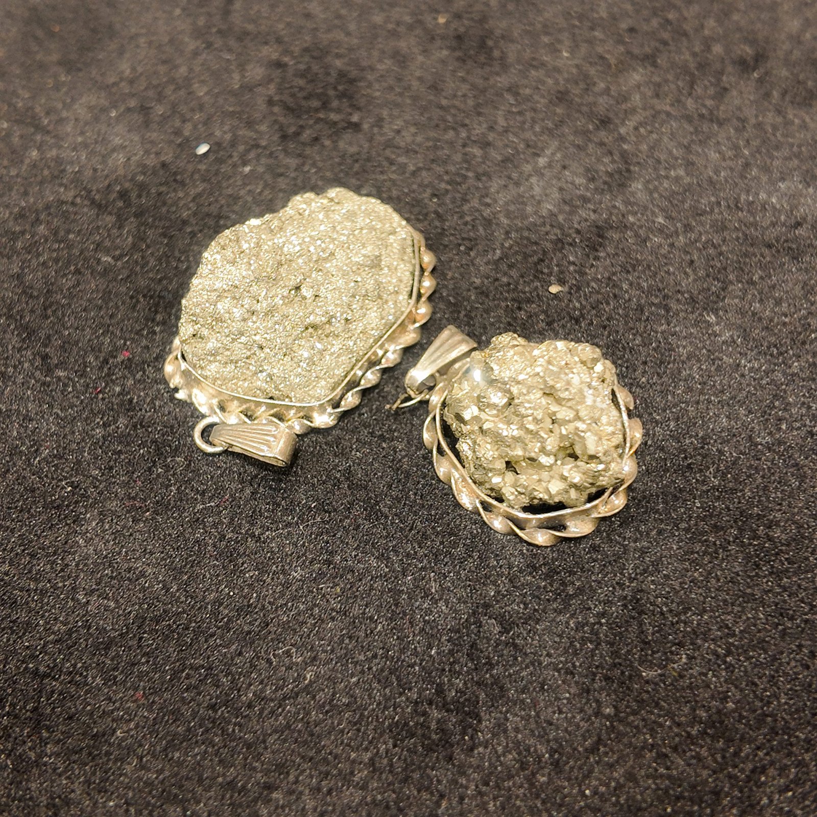 Natural Pyrite Pendant & Adjustable Ring Set - Image 2