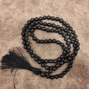 Natural Black Hakik (Agate) Jaap Mala – 108 Beads, 7mm